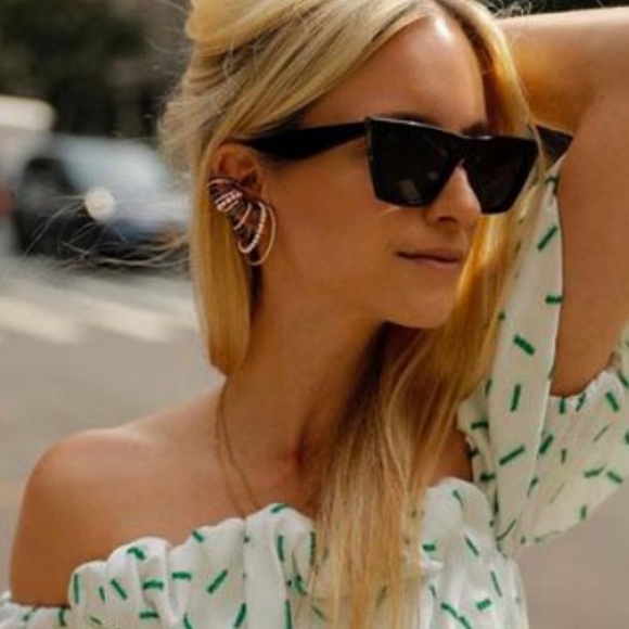 Classic Black Cute Trendy Cat eye Womens Oversized Square Polarized Sunglasses - Picture 5 of 5